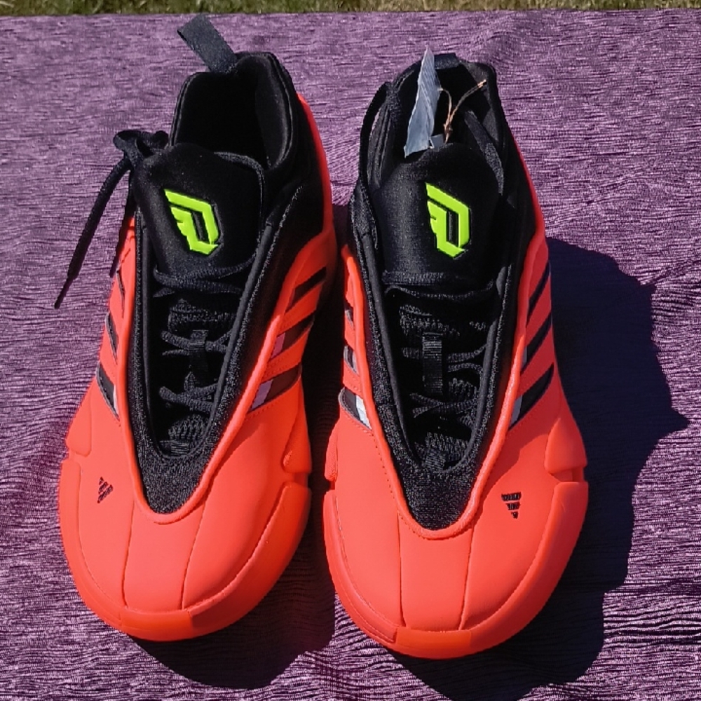 Adidas Neon Red and Black Athletic Sneakers